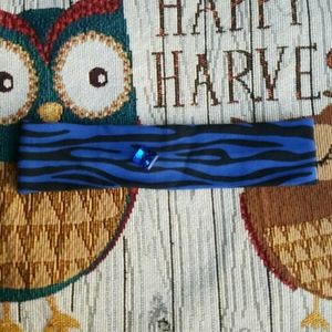 Blue zebra print button headband